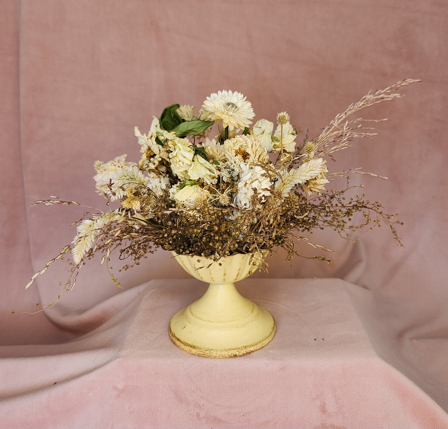 White & Buttercream Dried Floral Compote