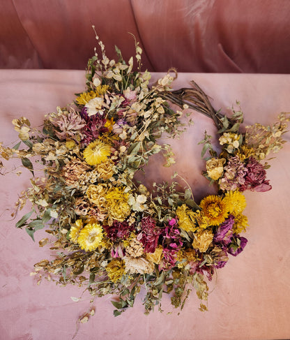 Pink & Yellow Dried Wreath